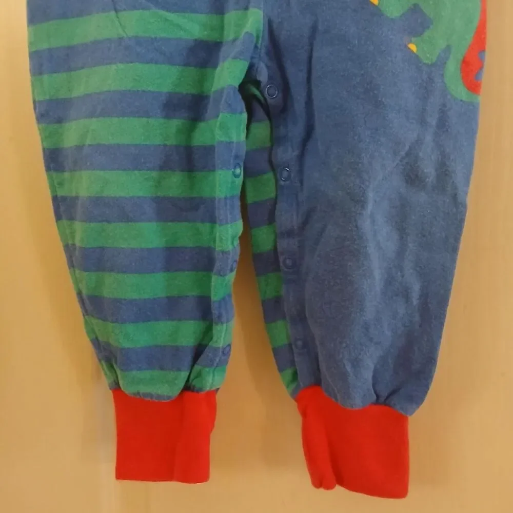 Vintage 90s Gymboree Dinosaur Colorblock Patch Striped One Piece Jumpsuit S